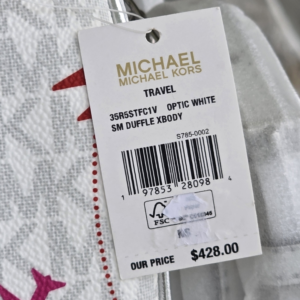 Michael Kors Small Airplane White Duffle Crossbody - Picture 7 of 9